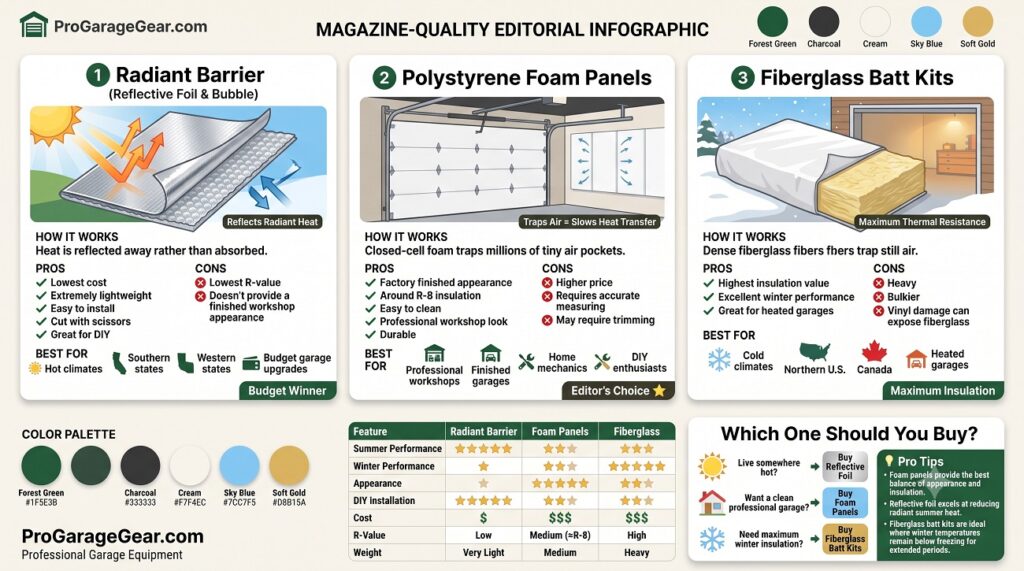 buying guides infographic for garage door insulation kits