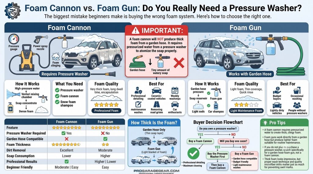 foam cannon vs foam gun infographics