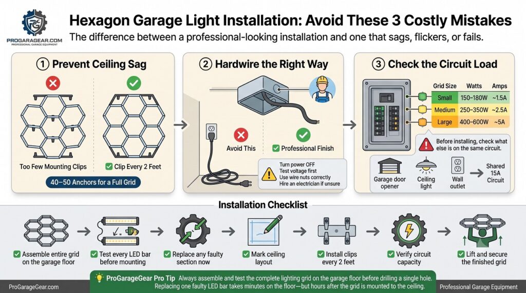 hexagon garage lights installation problems to avoid infographics