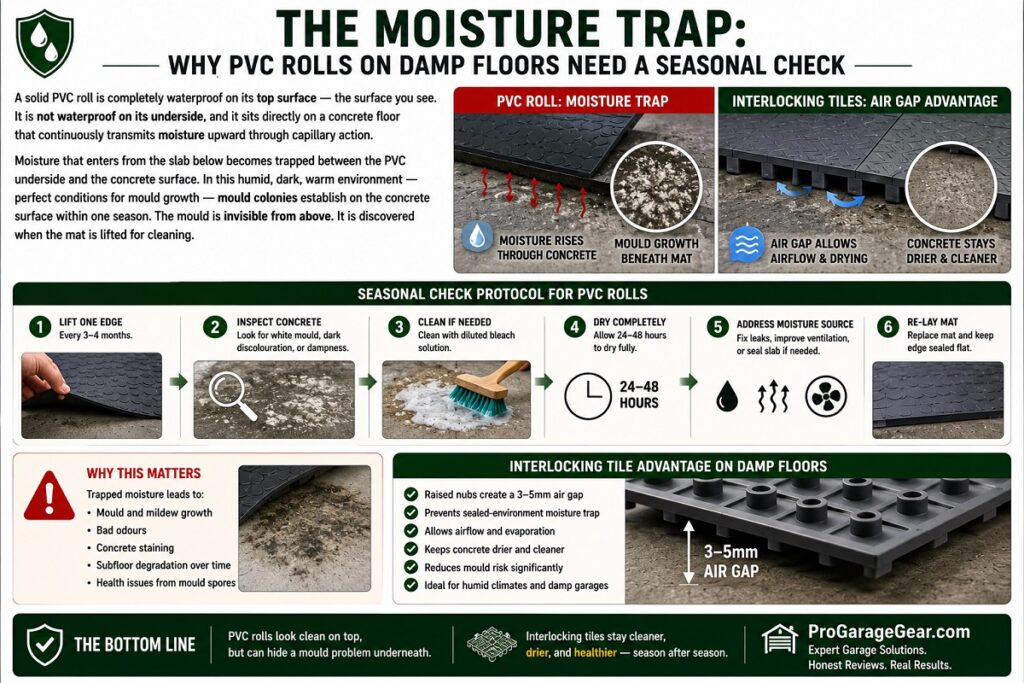 The moisture trap - why PVC rolls on damp floors infographics explained