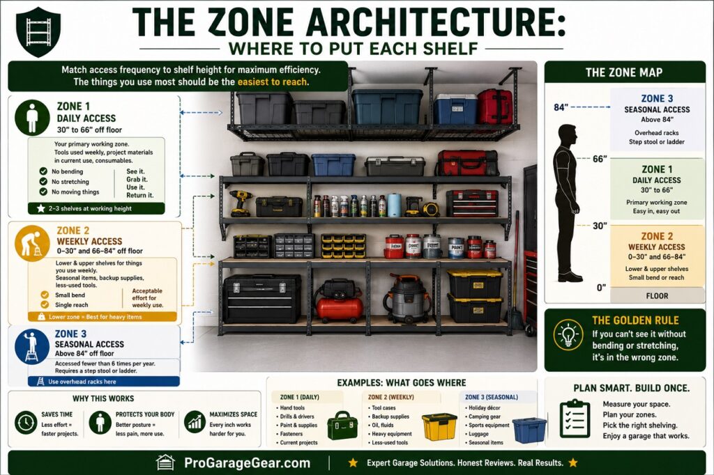 the zone architecture - where to put each shelf infographics