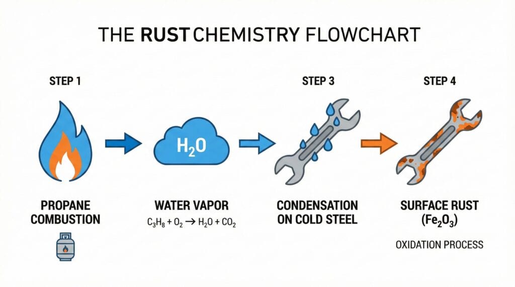 the rust chemistry of propane in garage