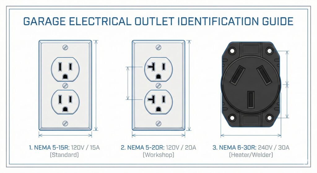 Know Your Receptacles: The "T-Slot" (NEMA 5-20) indicates a 20-Amp circuit capable of running high-performance tools