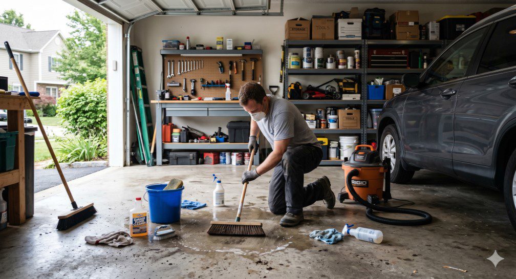 how to clean a garage floor
