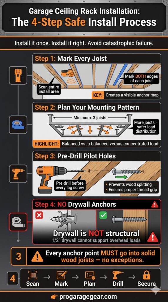 garage ceiling rack installation