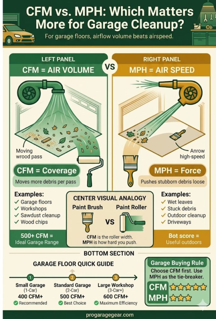 CFM vs. MPH Explained for Garage Floor Cleanup Best Cordless Leaf Blowers for Garage Cleanup