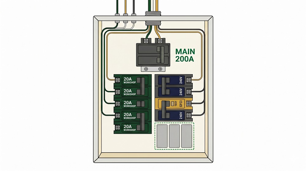 Workshop-Ready Garage Electrical Panel Anatomy